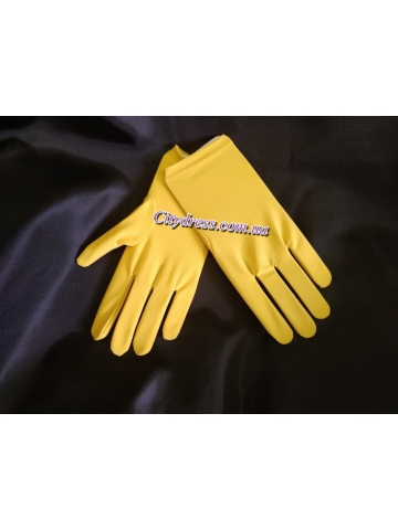 Дитячі ошатні рукавички з пальчиками  темно жовті  арт. 2010 