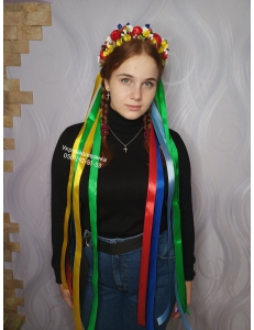 Фото Український віночок на лозі з довгими стрічками арт.128