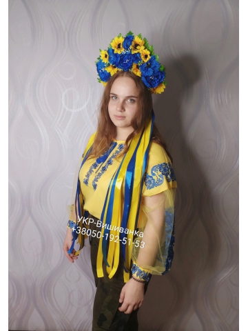 Український віночок  з довгими стрічками арт.129