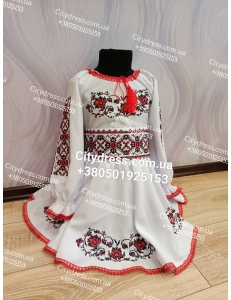 Український фатіновий костюм без фатину з вишитим поясом  для дівчинки арт. 2049